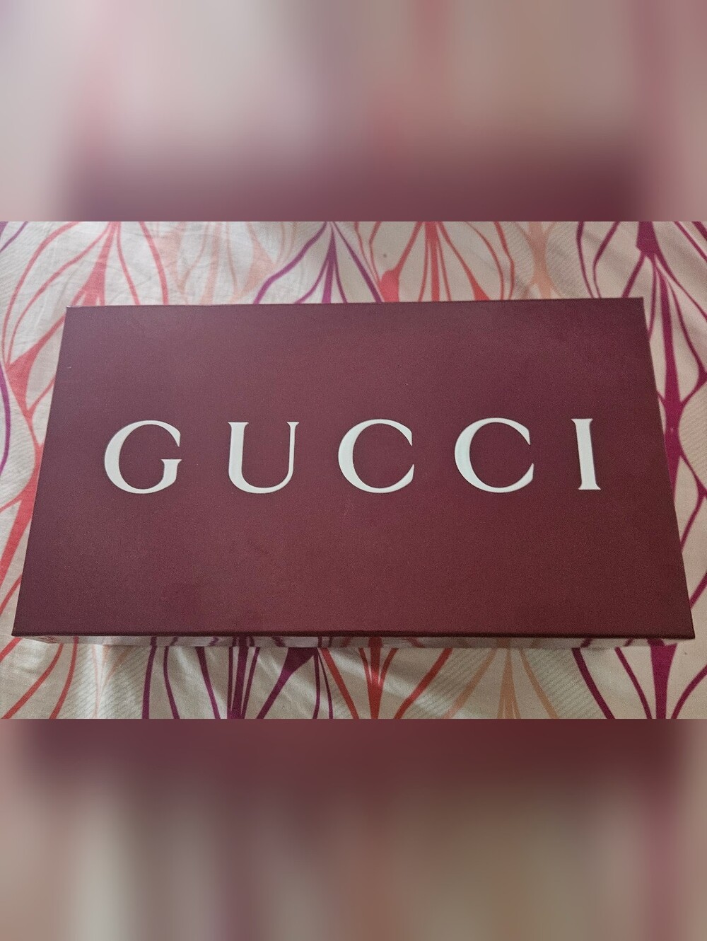 Gucci Burgundy Logo Box With Tissue Paper